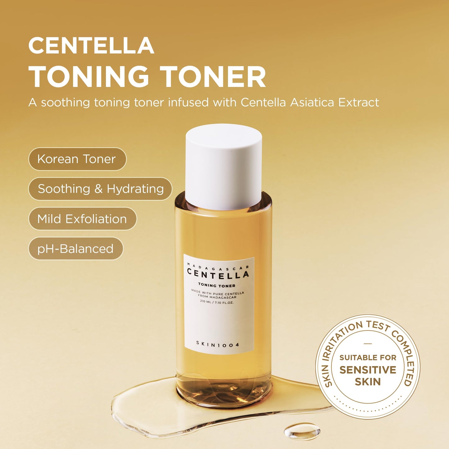 SKIN1004 Centella Toning Toner 13.52 fl.oz, 400ml, Korean Face Toner with Madagascar Centella Asiatica & Hyaluronic Acid for Hydrating, Soothing and Moisturizing, PHA Exfoliator, Korean Skin Care
