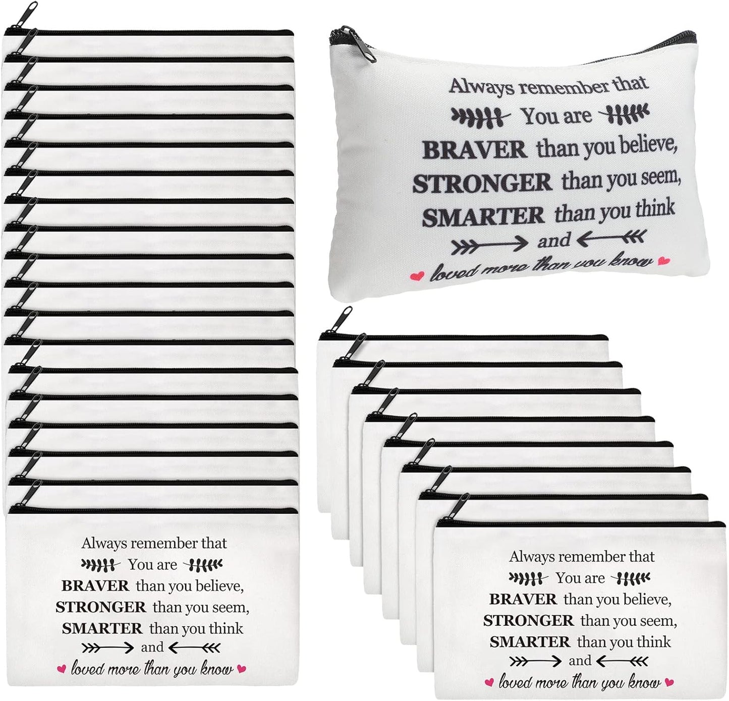 Inspirational Makeup Bags - 26 Pcs Cosmetic Bag Set for Women | Empowerment Quotes & Zipper Closure