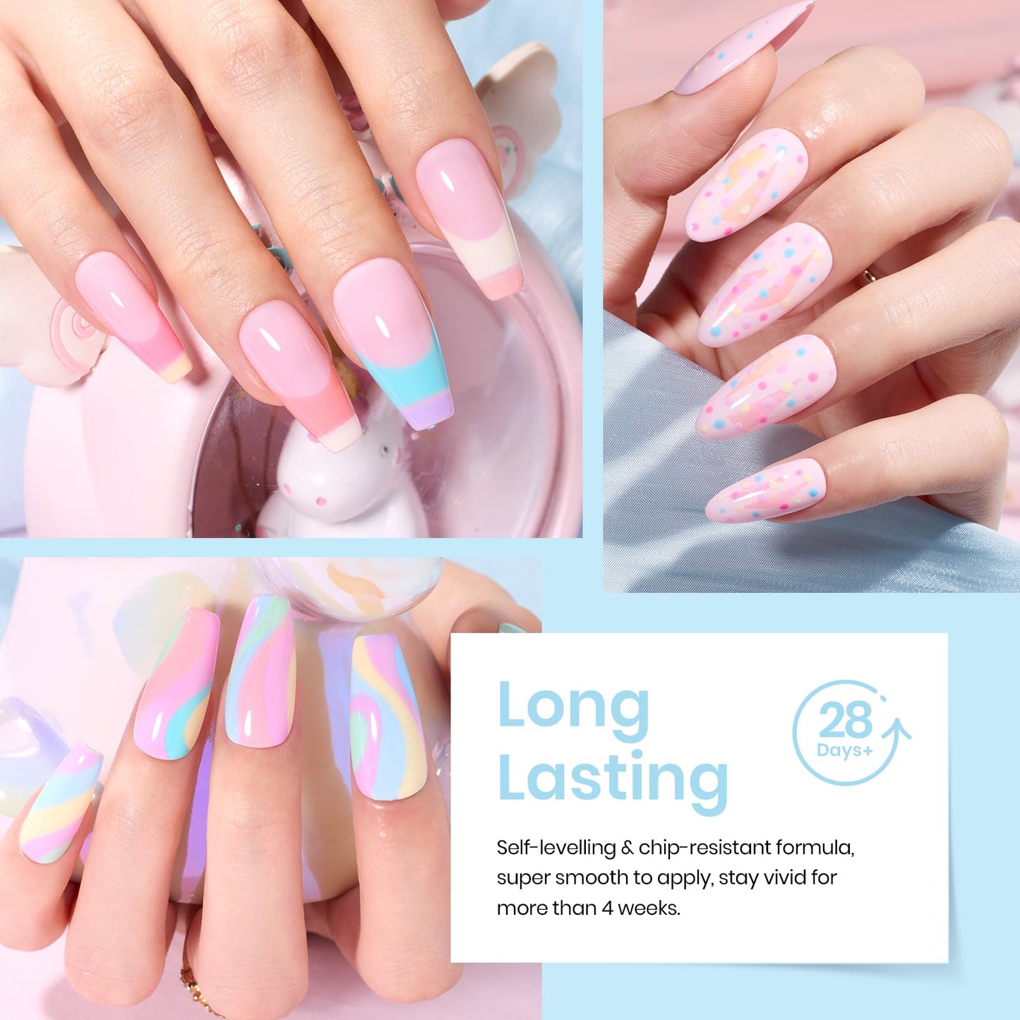 beetles Gel Polish Nail Set 20 Colors Dreamy Town Collection with Blooming Gel