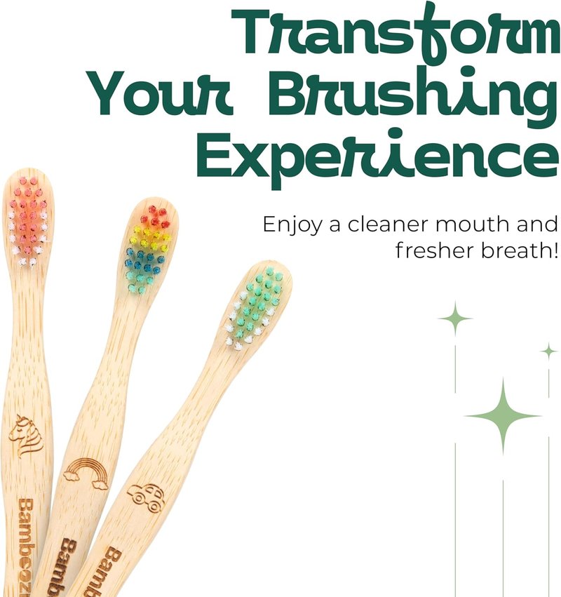 Eco-Friendly Kids Toothbrush - Sustainable Bamboo Design, Biodegradable & Stylish | Unicorn, Pack of 3