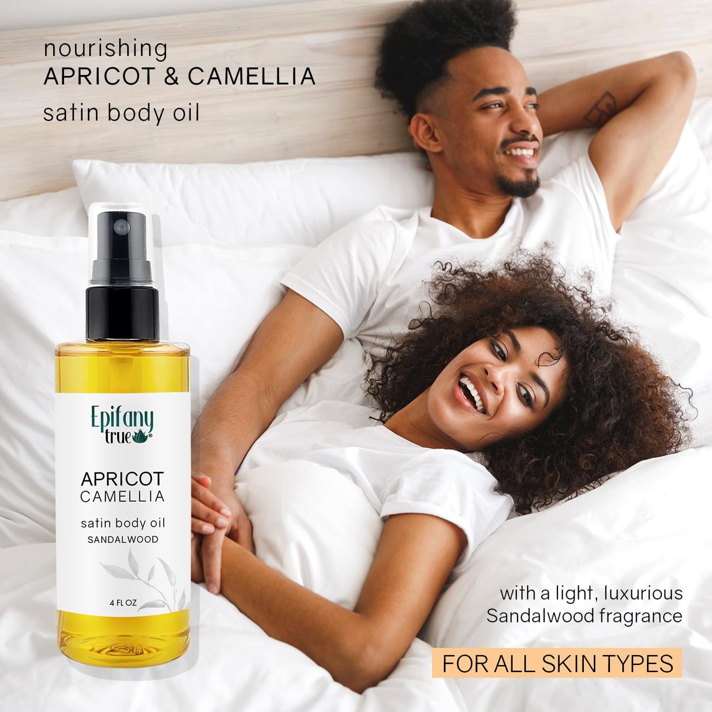 Epifany True Apricot & Camellia Body Oil 4oz Wellness Self-Care Gift Set, 4 Pieces, Natural, Scented Coconut Soy Candle 4oz, Calendula Lip Balm 0.15 oz, Just Breathe Essential Oil Roll-On 0.33oz