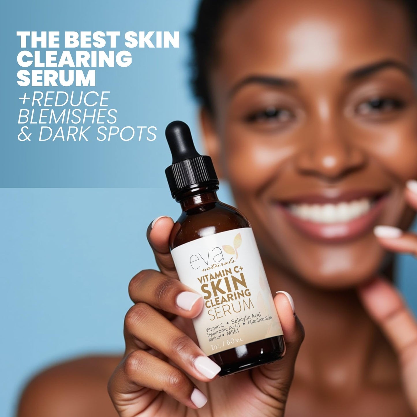 Vitamin C Serum for Face with Retinol & Salicylic Acid – Skin Clearing Acne Spot Treatment with Niacinamide, Hyaluronic Acid, MSM – Anti-Aging Facial Serum for Dark Spots and Blemishes, 2 Fl Oz
