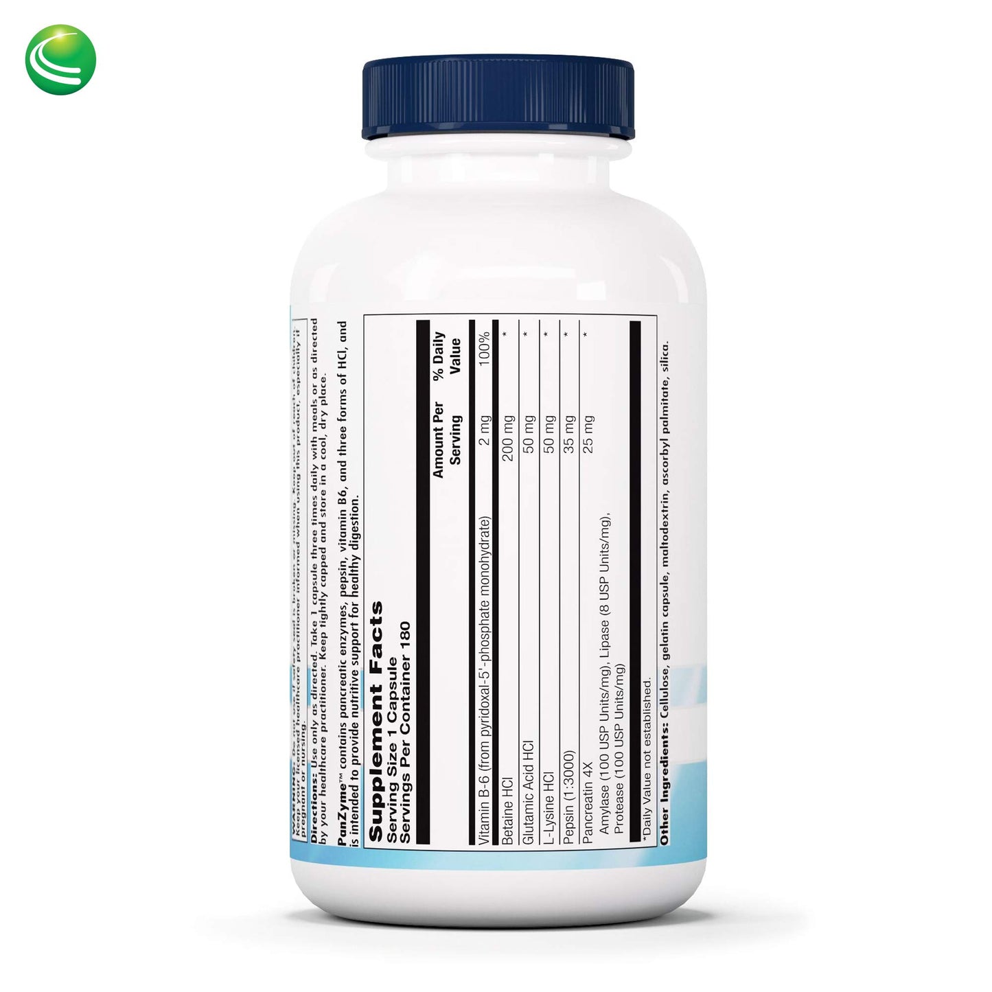 Nutra Biogenesis PanZyme - Betaine HCL with Pepsin, Pancreatin, Lipase and Protease, Cellular Energy, Nervous System and Metabolic Health Support - 180 Capsules