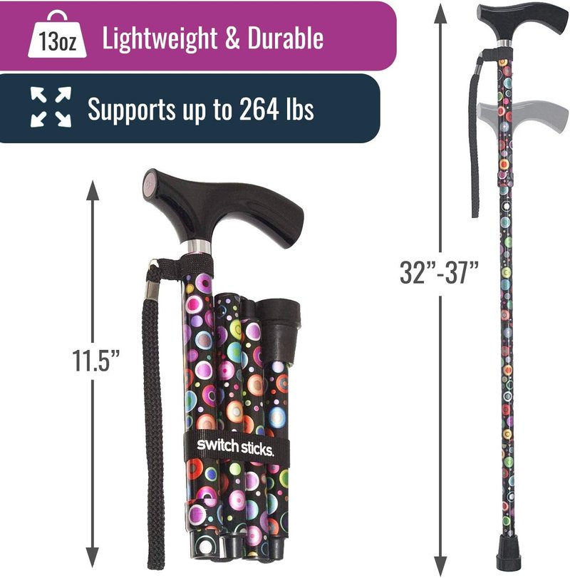 Folding Walking Cane for Women & Men - Lightweight, Adjustable Design | Ergonomic Grip