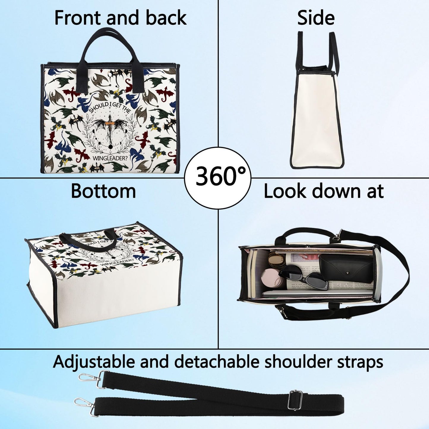 BWWKTOP 4Wings Dragon Makeup Bag Fantasy Bookish Gift Iron Flame Dragon Rider Zipper Pouch Bag Riders Quadrant Gift (GET THE WINGLEADER BG)