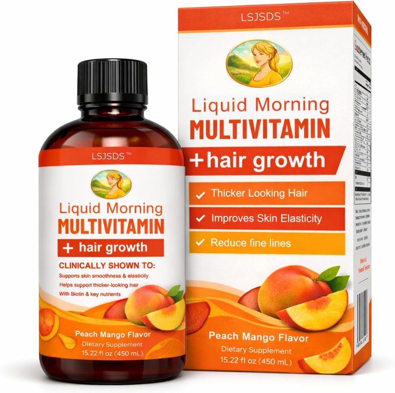 Liquid Multivitamin for Hair Growth - 10,000 mcg Biotin | 450 ml Hair & Skin Balance Formula for Men & Women 18+