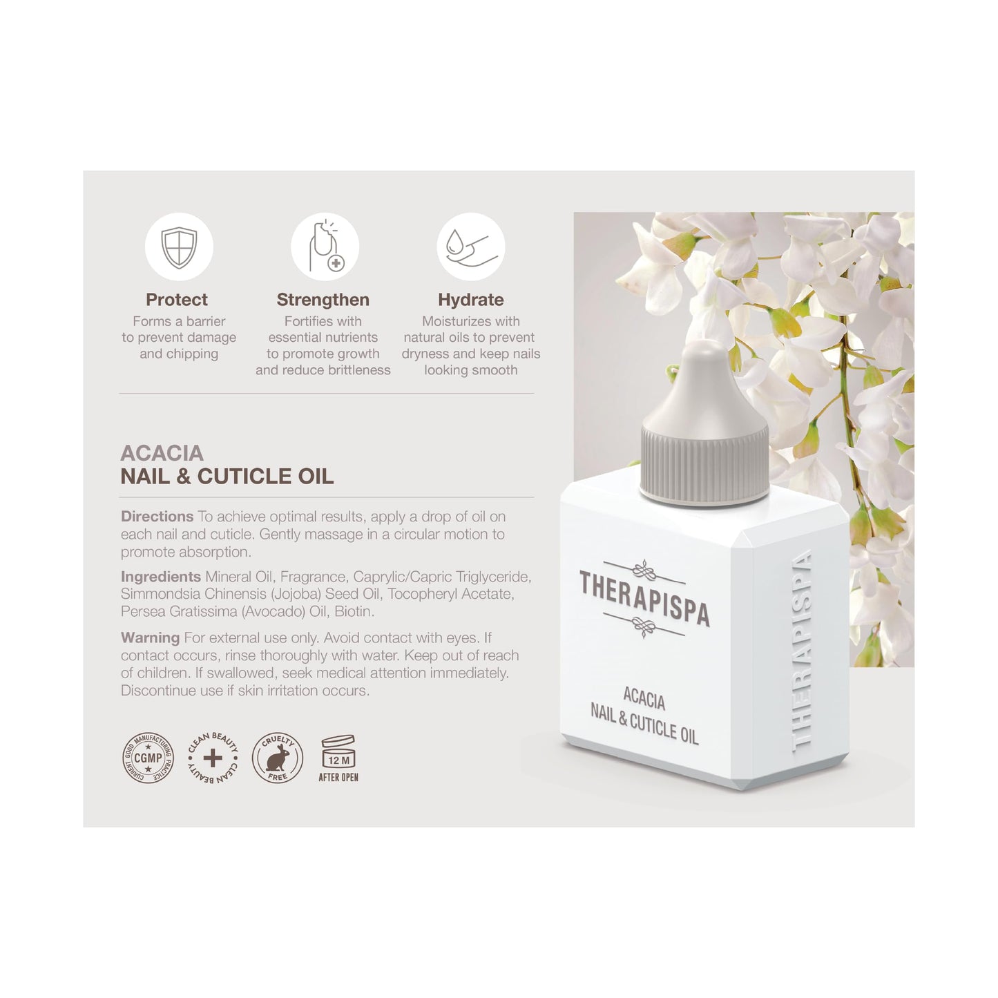 THERAPISPA Nail & Cuticle Oil with Avocado, Jojoba, Biotin & Vitamin E – Promotes Nail Growth, Strengthens & Repairs Dry, Brittle Nails & Cuticles