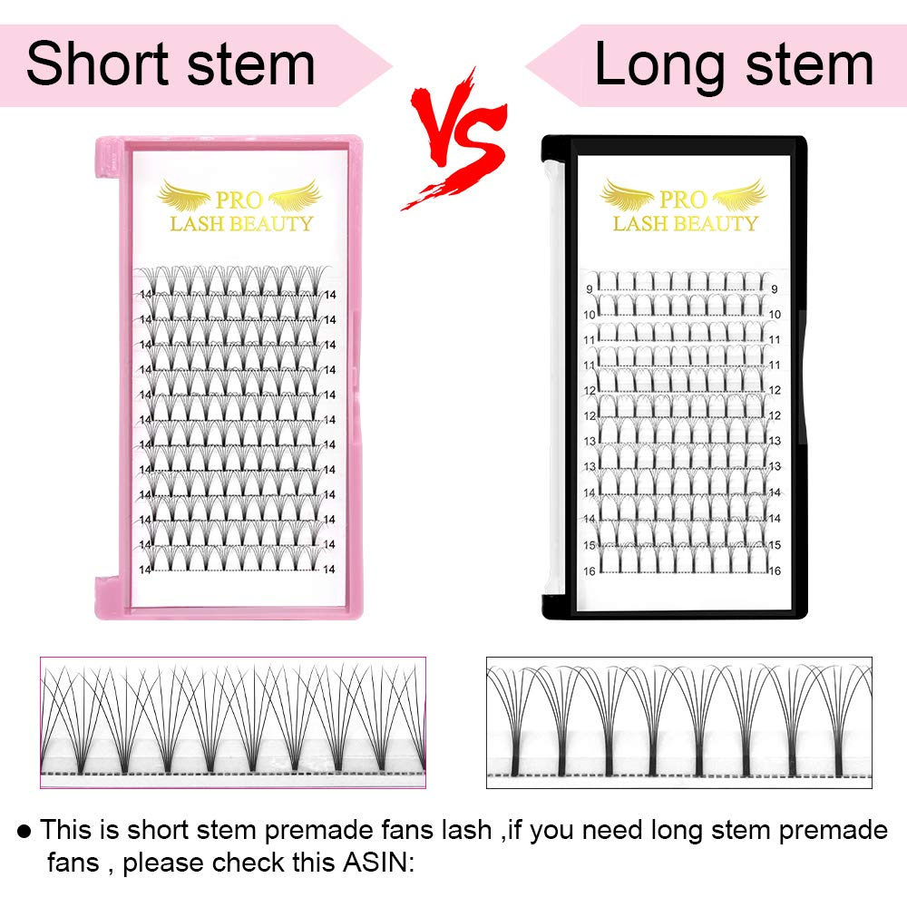 Premade Volume Eyelash Extensions 6D-C-0.07-15 Short Stem Premade Fans Eyelash Extensions 9 to 20 mm Volume Lash Extensions .07 .10 Pre made Lash Fans C D Curl (6D-C-0.07,15mm)