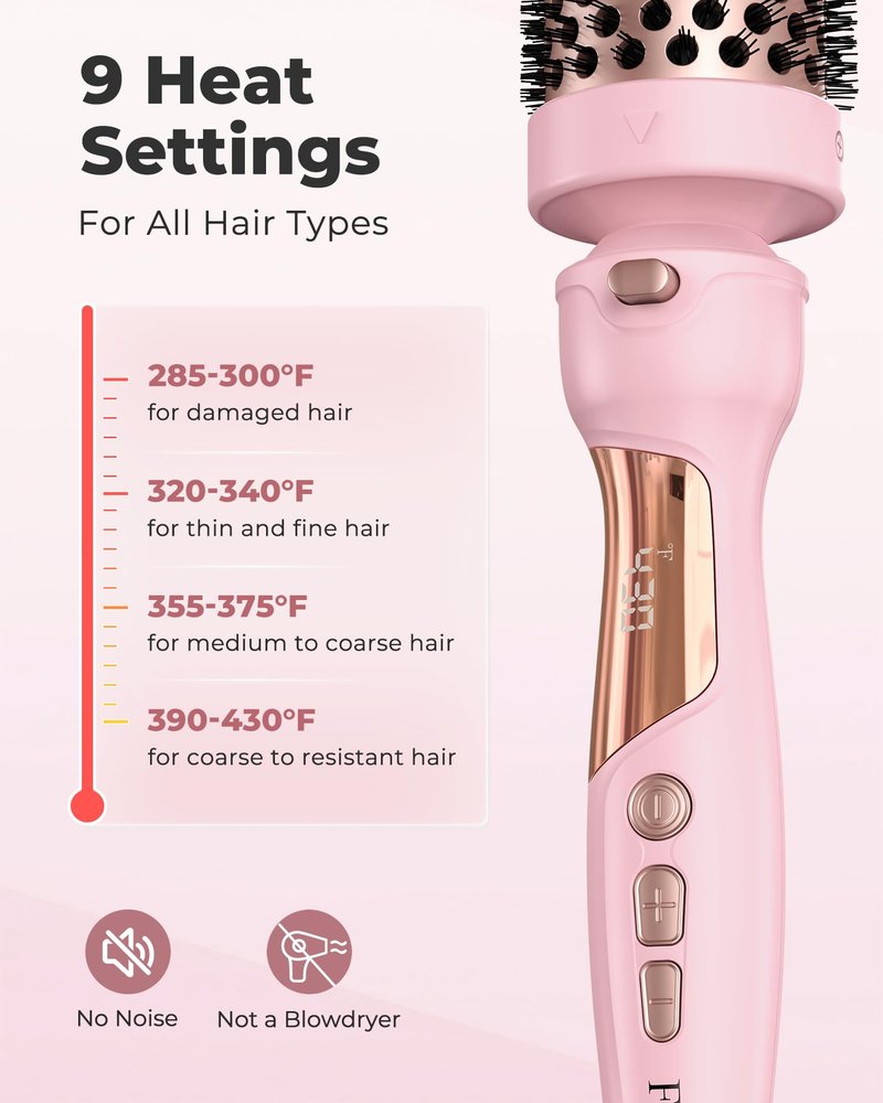 Farery Thermal Brush Set 3 in 1, Ceramic Curling Wand & Hot Brush with 9 Temperatures. 3 Interchangeable Travel Curling Irons for Short, Medium & Long Hair (1.25'', 1.5'' & 1.75'' Barrels)