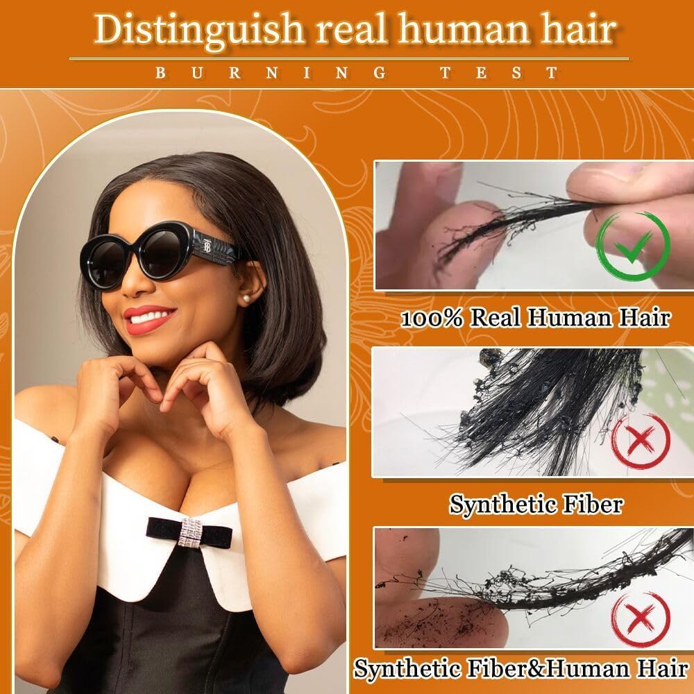GUDOZO Bob Wig Human Hair Glueless Wigs Human Hair Pre Plucked Pre Cut 4x4 HD Lace Front Glueless Wigs Human Hair 180% Density Short Straight Bob Wigs for Black Women 12 inch