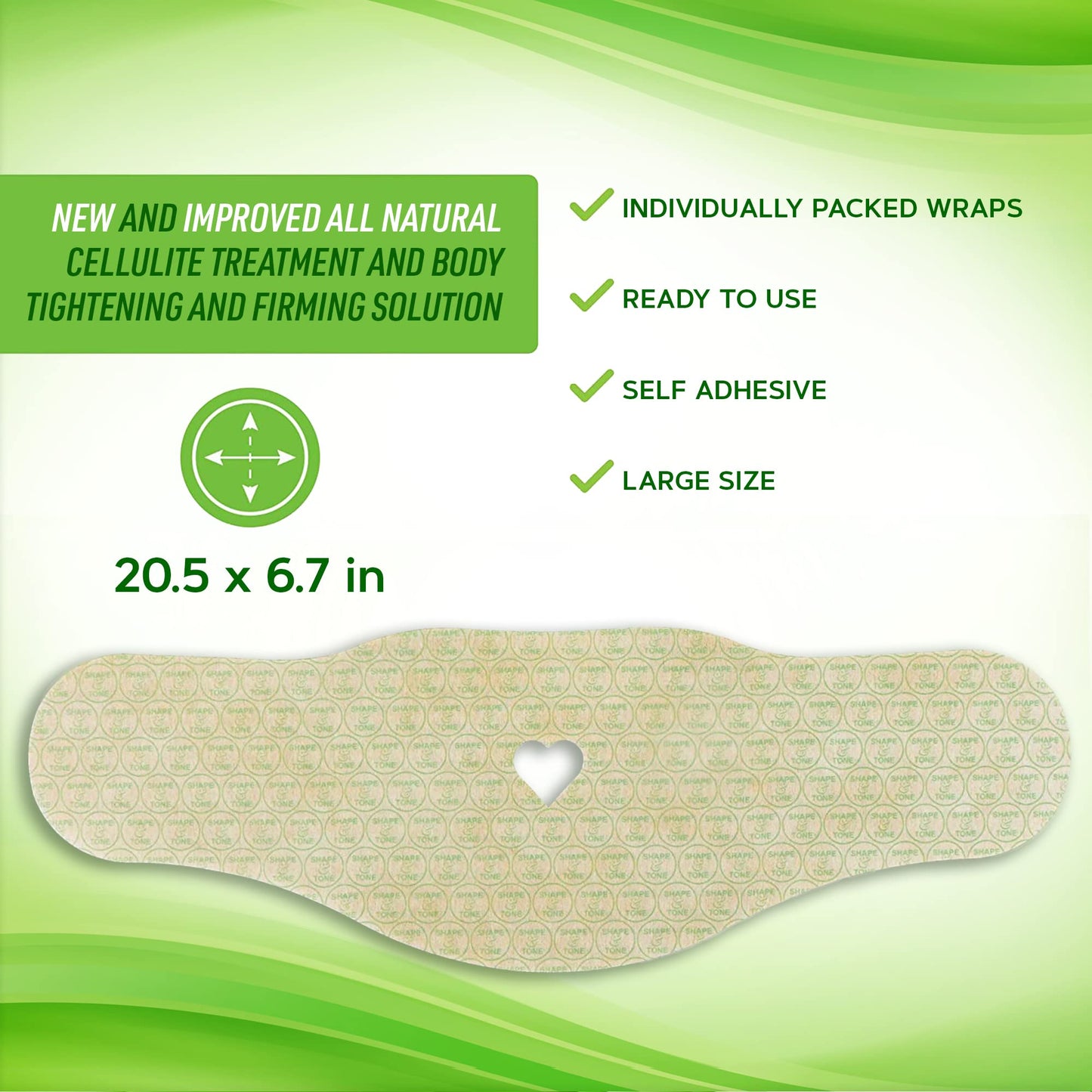 Toning Firming Body Sculpting Wrap for Definition – All Natural Anti Cellulite Wrap – Sculpting Body Applicator – New and Improved Solution for Arms, Legs, and Tummy (15 WRAPS)
