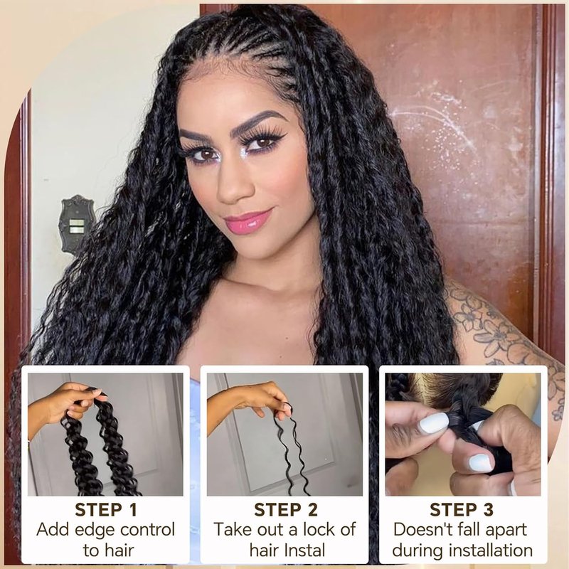 Human Boho Braiding Hair - 120g Deep Wave Bulk Curly Bundles | 16 Inch No Weft for Braids