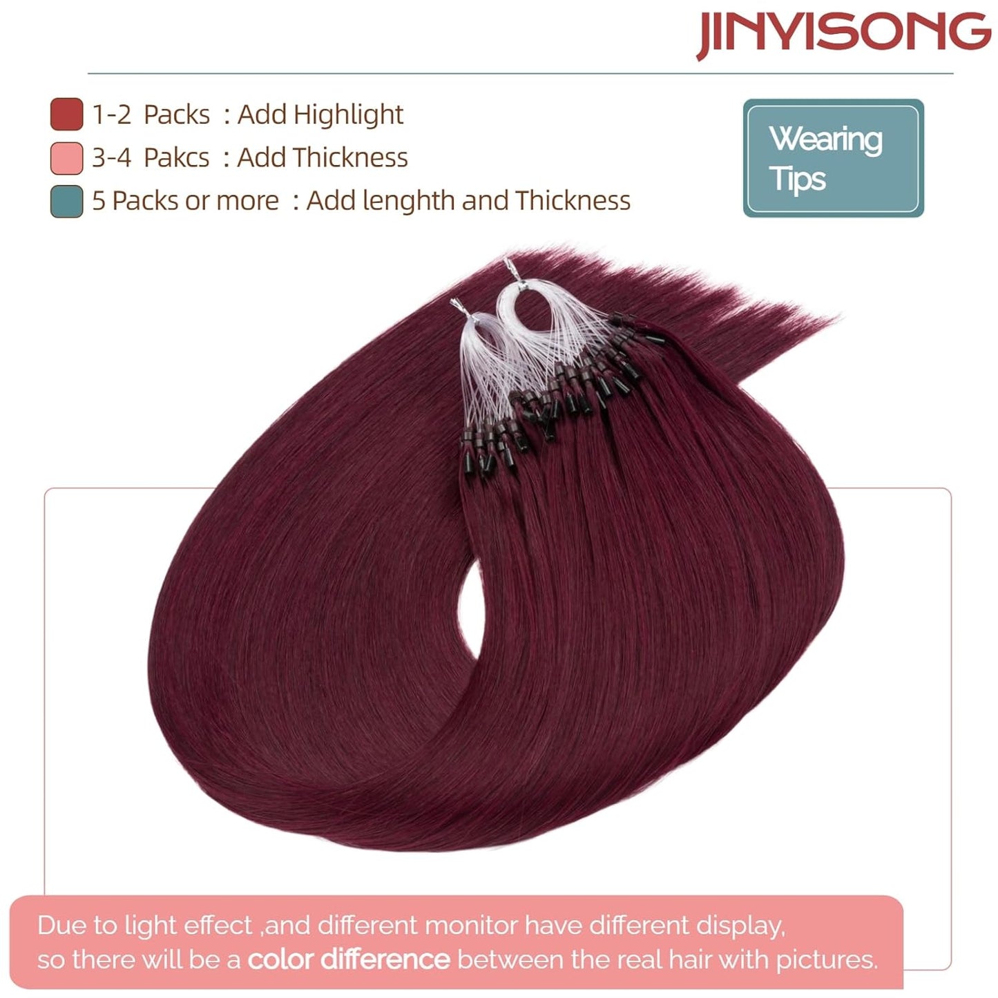 Microbead Human Hair Extensions - Wine Red #99J Microlink | 14 Inch, 50g, 1g/s