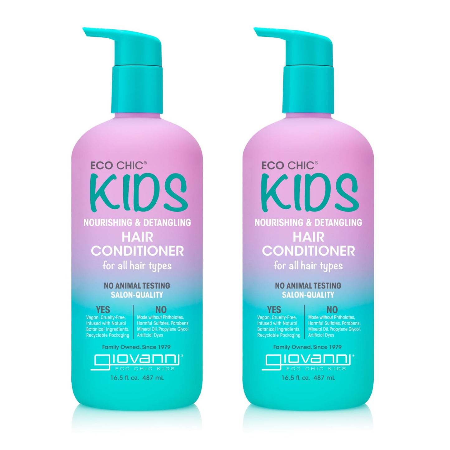 Eco Chic KIDs Nourishing & Detangling Hair Conditioner - Kids Detangler, for All Hair Types, Fresh Scent, Gentle Solution, Salon Quality, Vegan - 16.5 Fl Oz (Pack of 2)