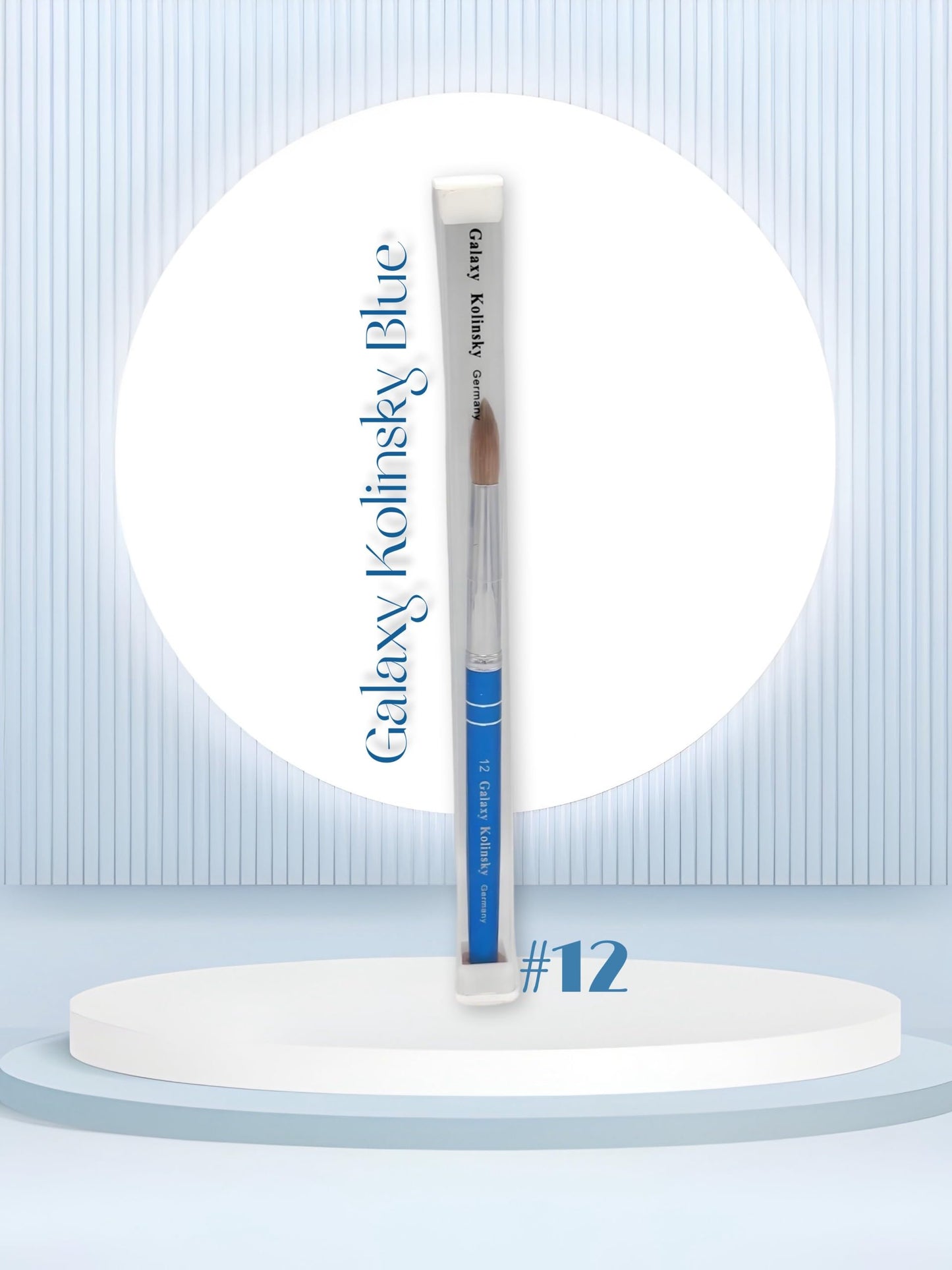 Galaxy kolinsky Acrylic Nail Brush Pure Kolinsky Hair Round Shape Blue Metal handle (Size 12)