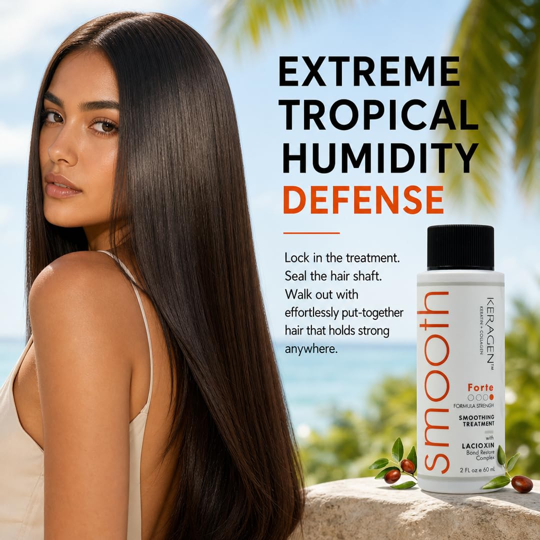 KERAGEN Forte Keratin Smoothing Treatment – Professional Hair Restructuring System for Coarse & Resistant Hair | Formaldehyde Formula, Dimethicone Crosspolymer Seal | Lasts 20+ Washes | 2 oz