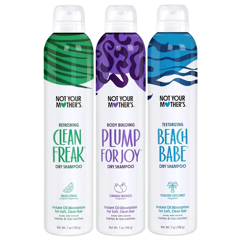 Not Your Mother's Dry Shampoo Spray - 3-Pack Assortment for Oily Hair | Clean Freak, Plump for Joy & Beach Babe - 7 oz Each