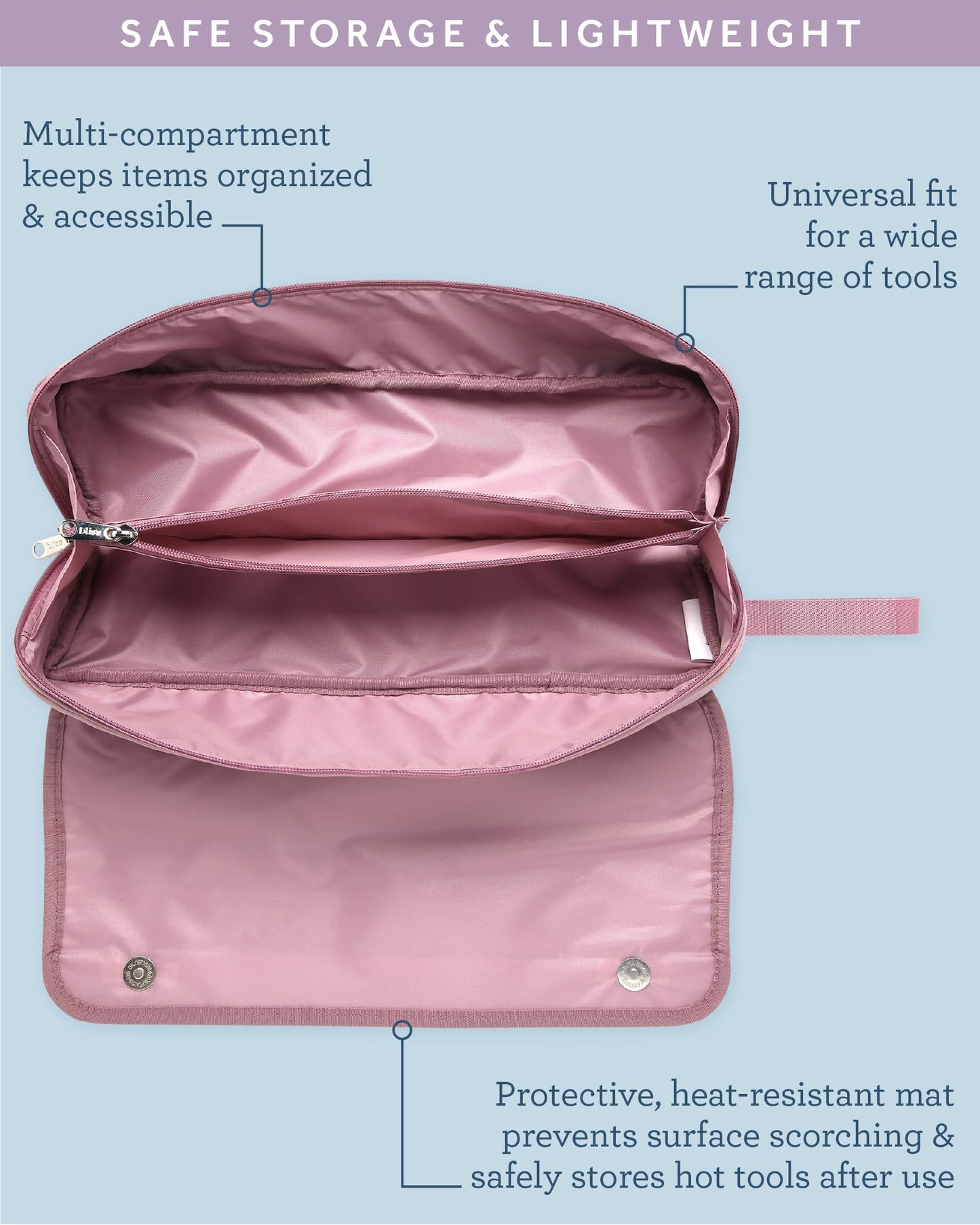 Bliss Women's Travel Heat Tool Bag Heat-Resistant Case for Styling Tools