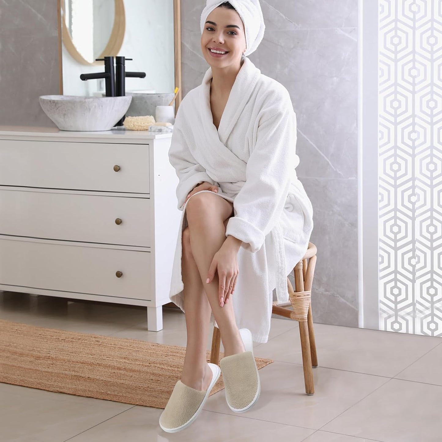 Disposable Spa Slippers - Grey Closed Toe Non-Slip Coral Fleece | 12 Pairs for Hotels & Home Use