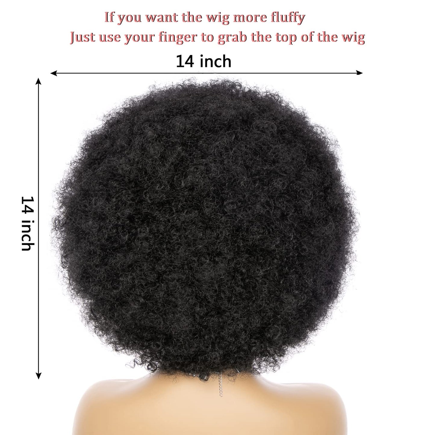 Soft Afro Wigs For Women 70s Black Afro Kinky Curly Hair Wig With Bangs