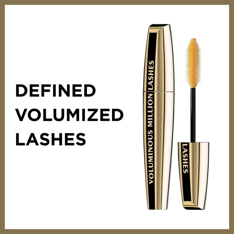 L’Oreal Paris Makeup Voluminous Million Lashes Mascara, Volumizing Collagen Infused Eye Makeup, Amplifying Mascara Brush, Waterproof, Blackest Black, 0.32 Fl Oz., 1 Count