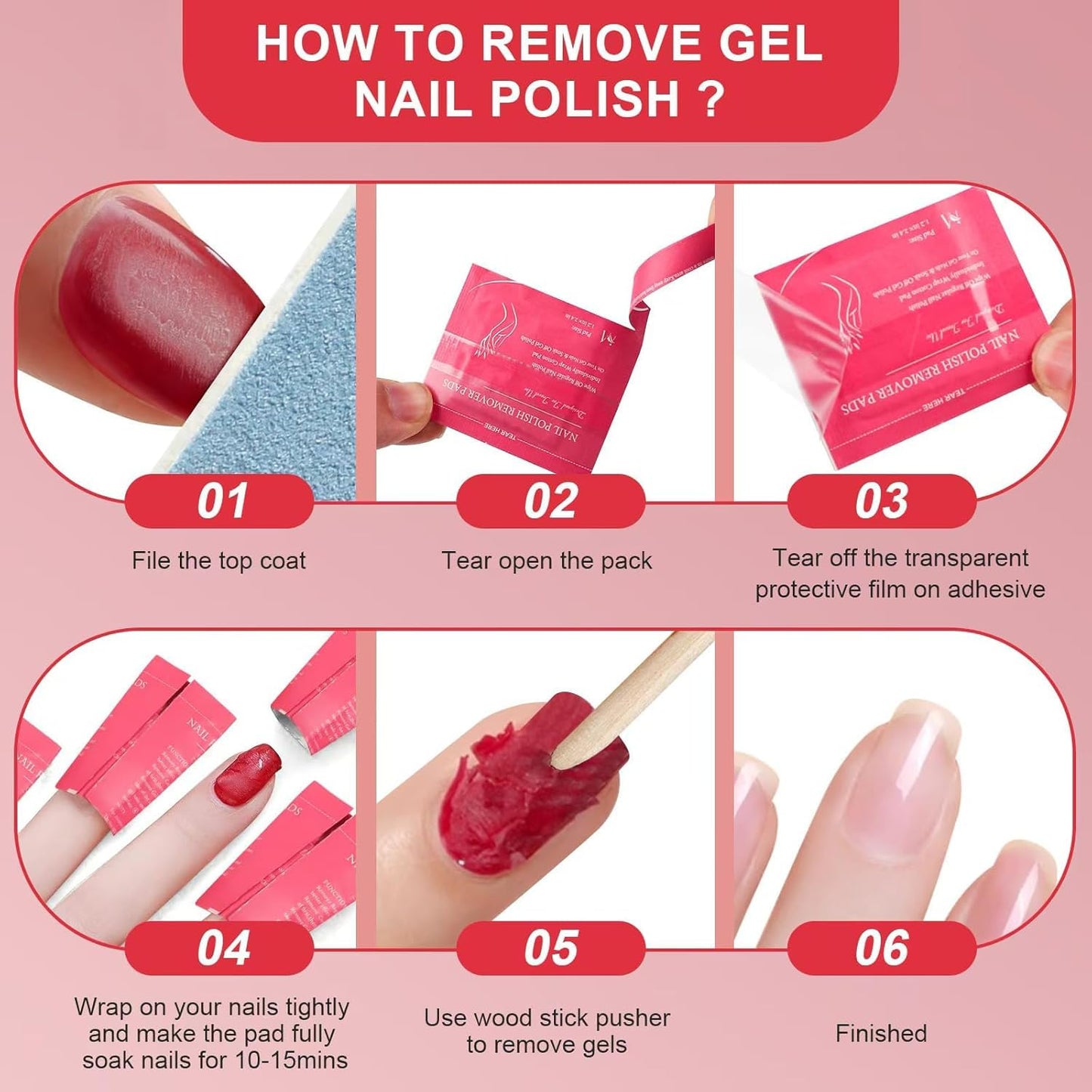 MAYEEN Nail Polish Remover Pads Individually Wrapped Acetone Gel Polish Remover Pads For Gel & Acrylic Nails Moisturizing & Gentle Travel Pads