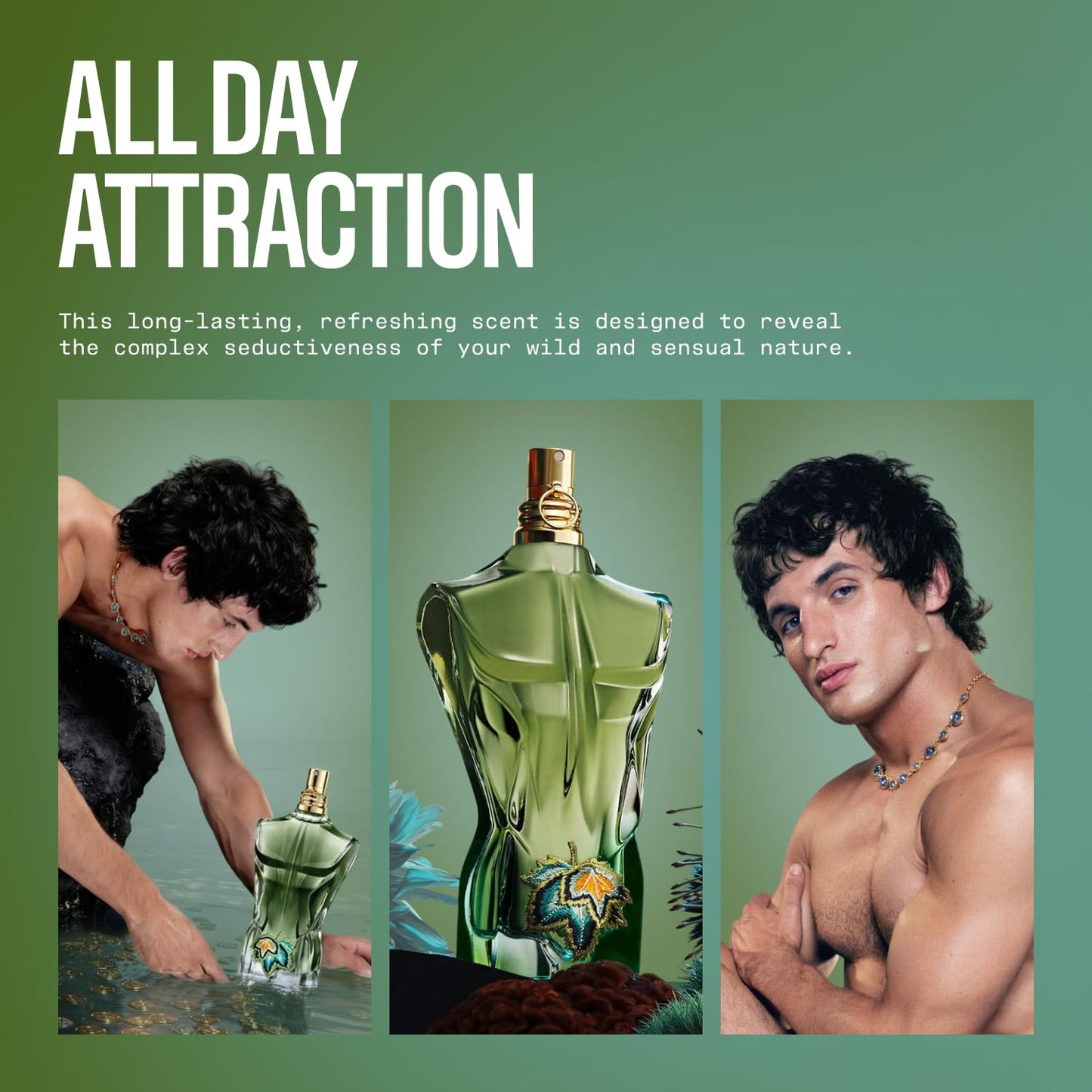 Jean Paul Gaultier Le Beau Paradise Garden Eau de Parfum for Men - Long Lasting Fresh Woody Aquatic Men's Cologne with Coconut Water, Green Fig & Sandalwood - Designer Fragrance Spray, 4.2 oz