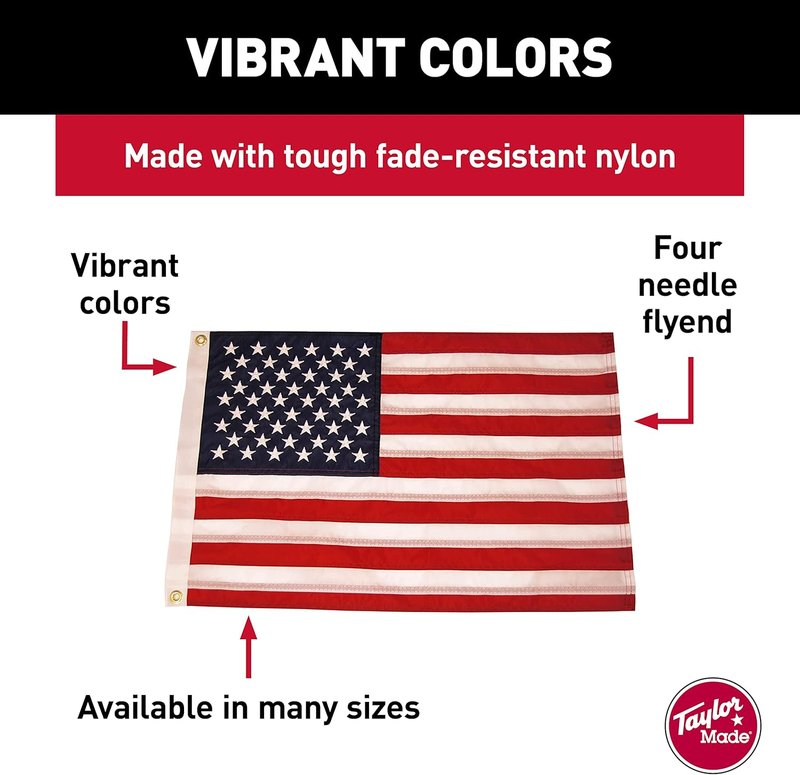 American Flag for Boats - 24" x 36" Marine-Grade Nylon, Fade Resistant, Embroidered Stars & Stripes