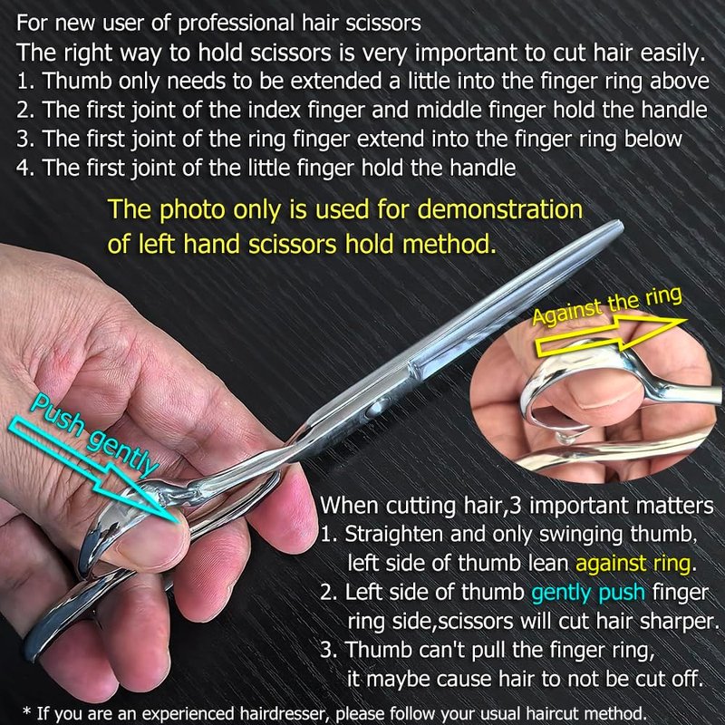 Left-Handed Hair Scissors - 5.5 Inch Professional Hair Shears | Ideal for Barbers & Home Use