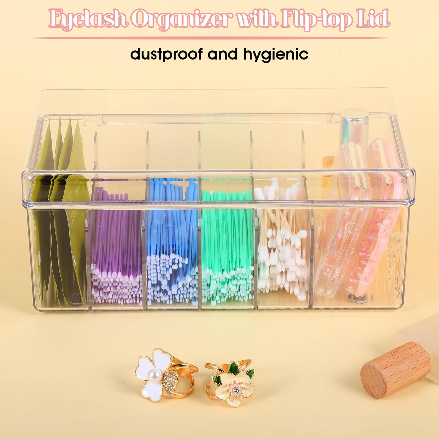 2 Pcs Lash Extension Organizer and Storage, Lash Cart Organizer for Lash Techs, Eyelash Extension Supplies Organizer Storage Box, Acrylic Lashes Supplies Container, Eyelash Organizer with Lid Clear ﻿