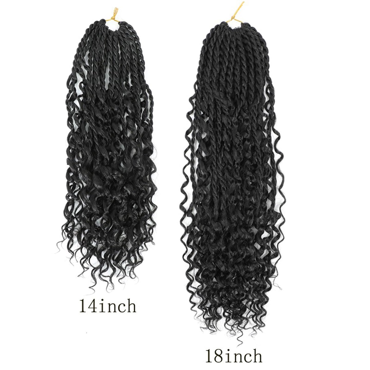 Goddess Twist Braids Crochet Hair With Curly Ends Senegalese Twist Braids Crochet Braids 6 Packs black Crochet Braids Synthetic Braiding Hair Extension for Black Women (18inch, 1B)