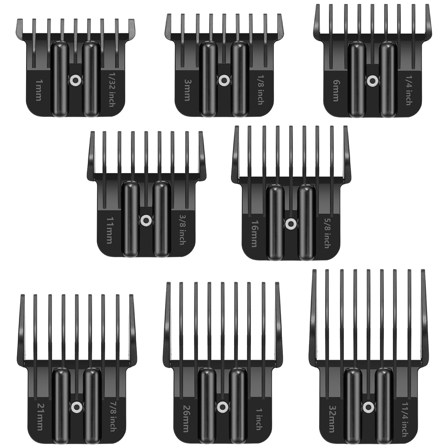 8 Premium Trimmer Guards Fits for BaBylissPRO Barberology Outlining Hair Trimmers (FX787) and LoPROFX Trimmers (FX726), Replacement Guards with Metal Spring Clip - From 1/32-5/4 inch with Organizer