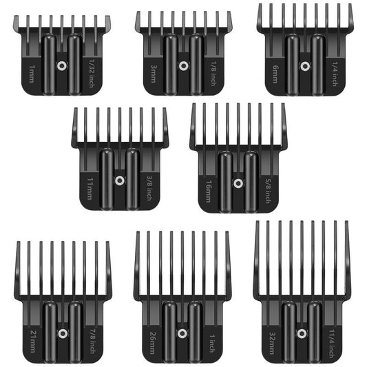 8 Premium Trimmer Guards Fits for BaBylissPRO Barberology Outlining Hair Trimmers (FX787) and LoPROFX Trimmers (FX726), Replacement Guards with Metal Spring Clip - From 1/32-5/4 inch with Organizer