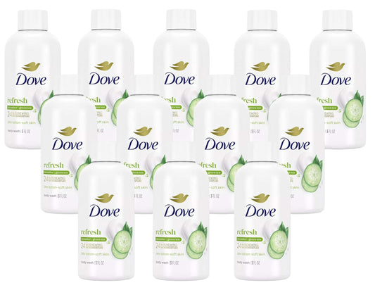 Dove Refresh Body Wash Cucumber & Green Tea, 3 Ounces (Pack of 12)