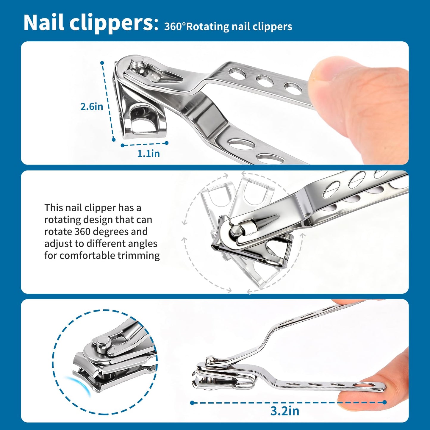 7-Piece Professional Stainless Steel Ingrown Toenail Removal Kit, Ingrown Toenail Treatment Set, Toenail Clippers for Thick Toenails, Heavy Duty Nail Clippers Tools for Adult Seniors Home Foot Care