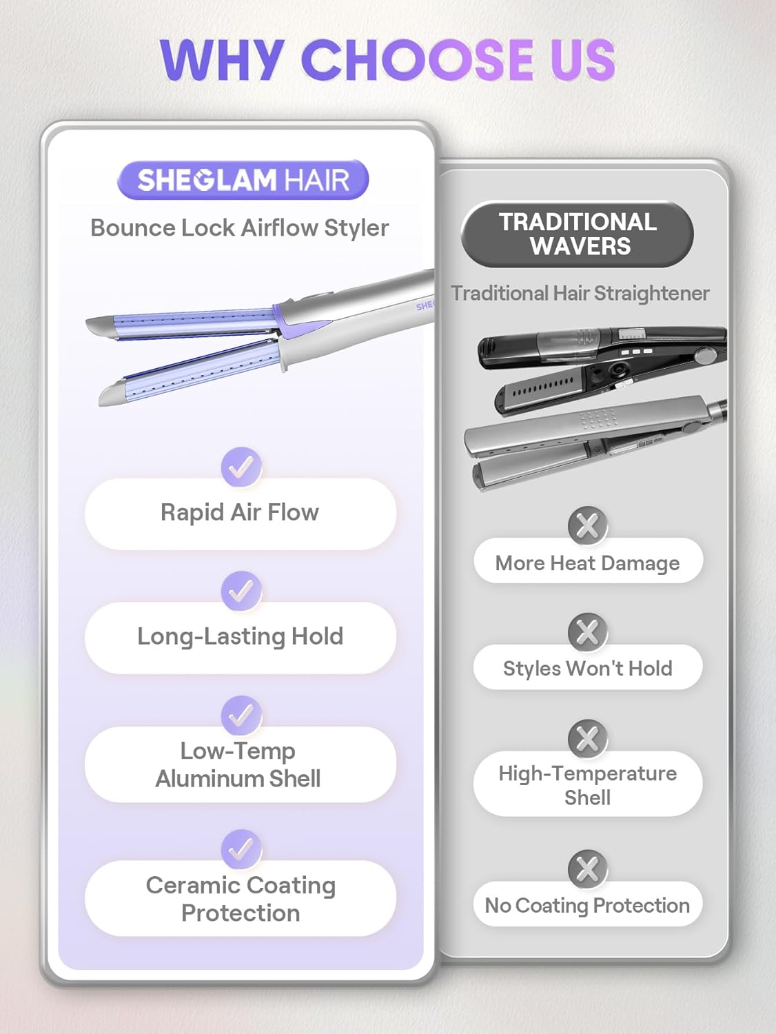 Manual Airflow Styler Curling Iron - 2 in 1 Hair Straightener & Curler with 360° Cool Air Lock | 1 Inch, Anti-Scald, 4 Temperature Settings
