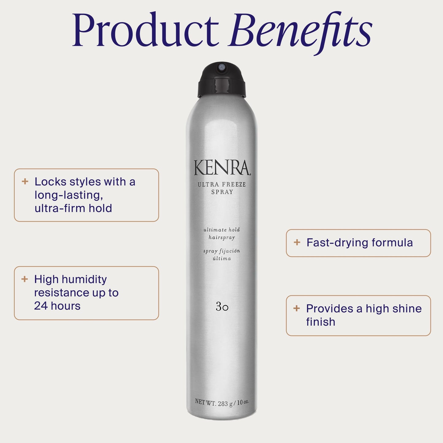 Kenra Ultra Freeze Spray 30 | Ultimate Hold Hairspray | Long-Lasting, Ultra-Firm Hold | Fast-Drying Formula | Provides Humidity Resistance | High Shine, Flake-Free Finish | All Hair Types