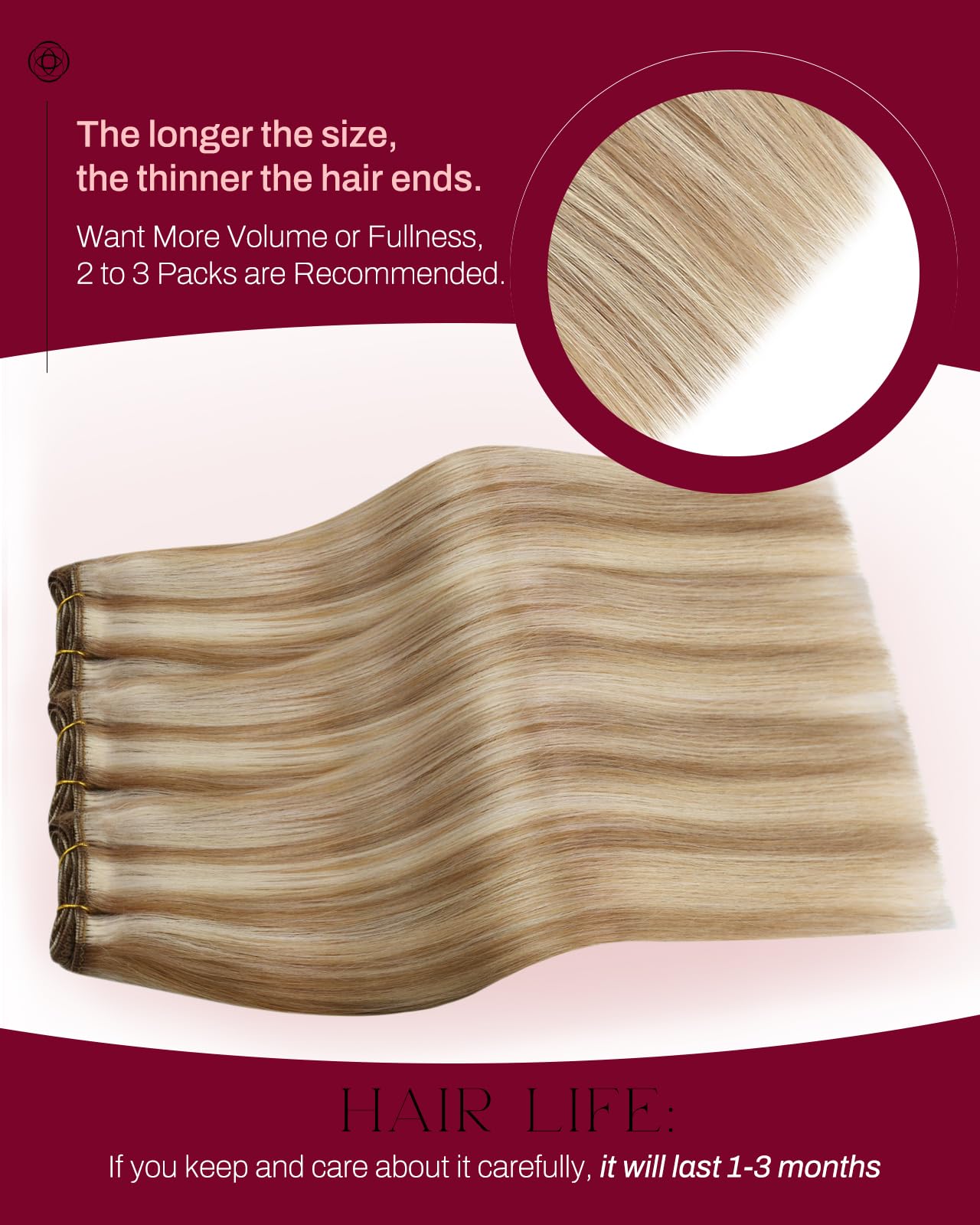 Moresoo Sew in Hair Extensions Real Human Hair Remy Medium Brown with Platinum Blonde Highlight Straight Weft Hair Extensions for Women Natural Blend 14 inch 100G