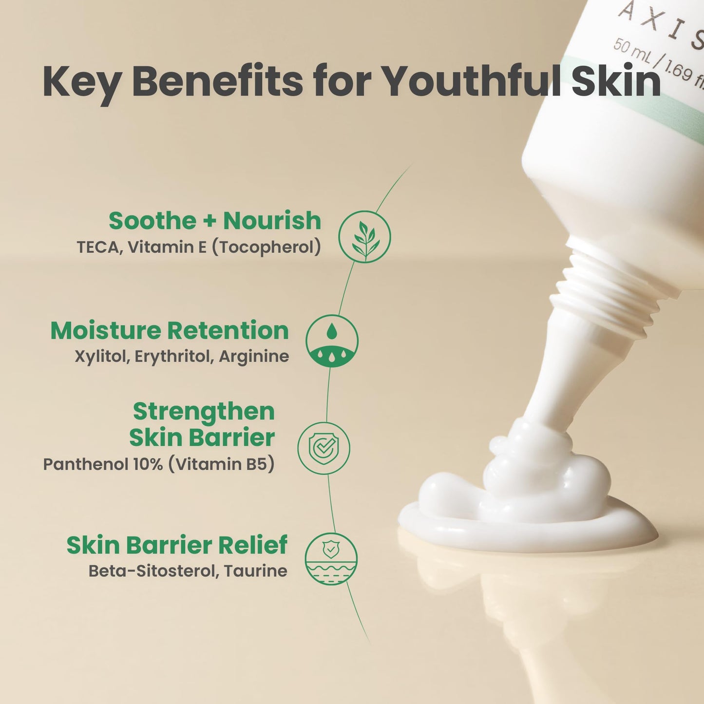 AXIS-Y Panthenol 10 Skin Smoothing Shield Cream - Daily Facial Moisturizer Barrier Cream for Long Lasting Hydration & Soothing - Vegan Korean Skin Care Face Lotion (1.69 fl. oz.)