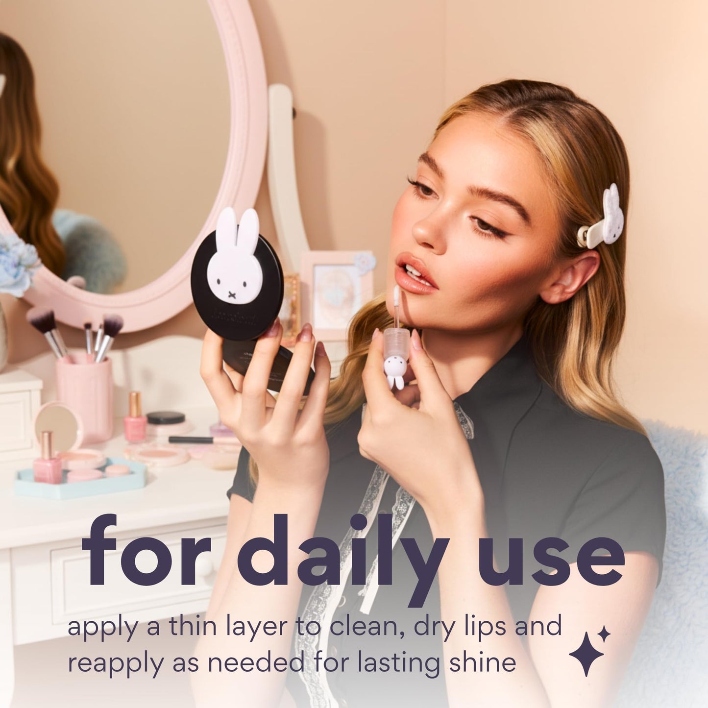 dearcloud Miffy Lip Serum Jelly Duo - Hydrating Lip Gloss for Women with Hyaluronic Acid, Rosehip & Jojoba Seed Oils- Korean Skin Care pH Color Changing Lip Gloss Set