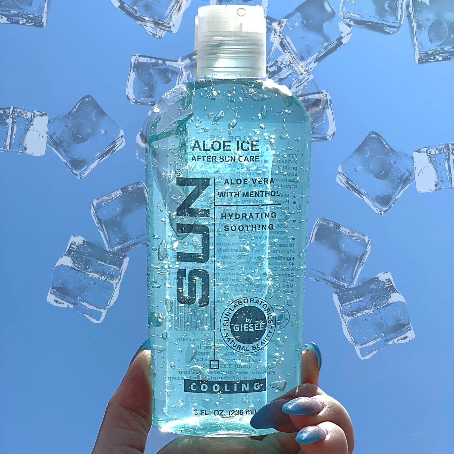 Sun Laboratories Aloe Ice Gel 3-Pack 8 fl. oz. Bottles - Organic Aloe Vera Gel - Pure and Natural After Sun Care, Sunburn Relief, Soothing Sun Cream - Aloe Vera for Burns