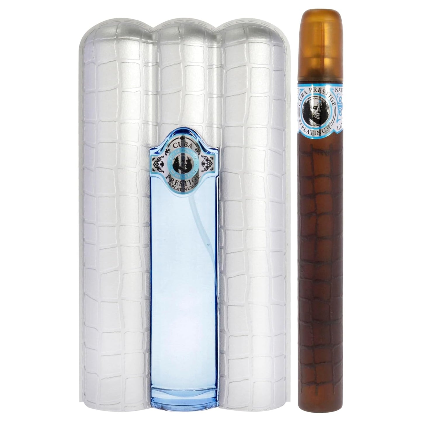 Cuba Prestige Platinum Cologne Gift Set for Men - 3.4oz & 1.17oz EDT Sprays