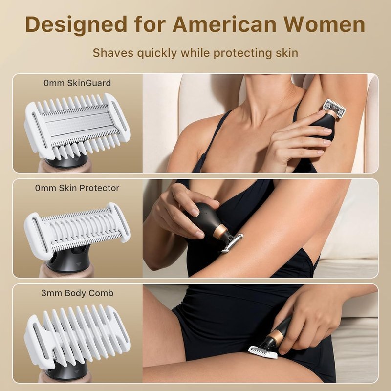 Bikini Trimmer for Women - Powerful Electric Razor for Intimate Hair Removal | Cordless USB-C Shaver, Black