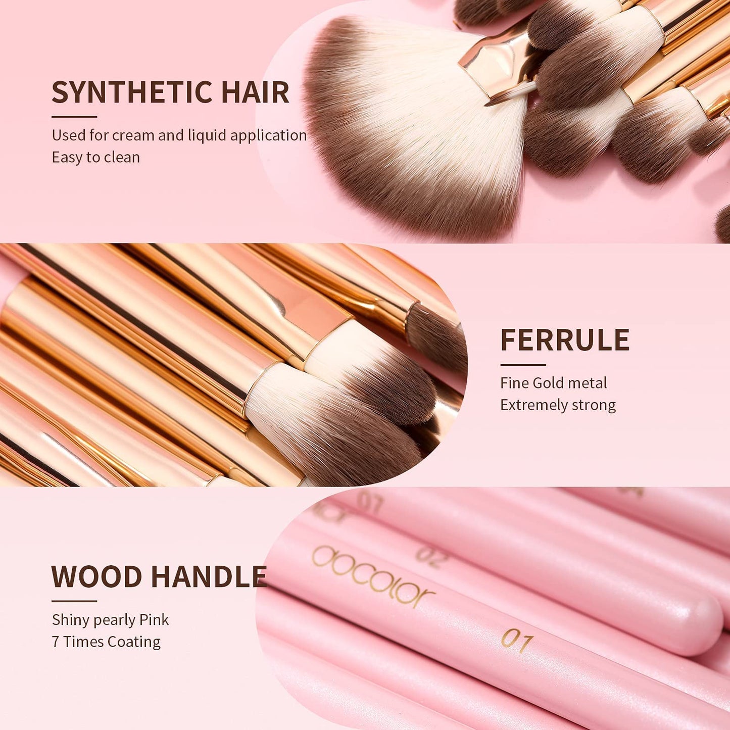 Docolor 15Pcs Eye Makeup Brushes Set + 17Pcs Colourful Makeup Brush Set Premium Kabuki Foundation Blending Face Powder Synthetic Makeup Brushes Set