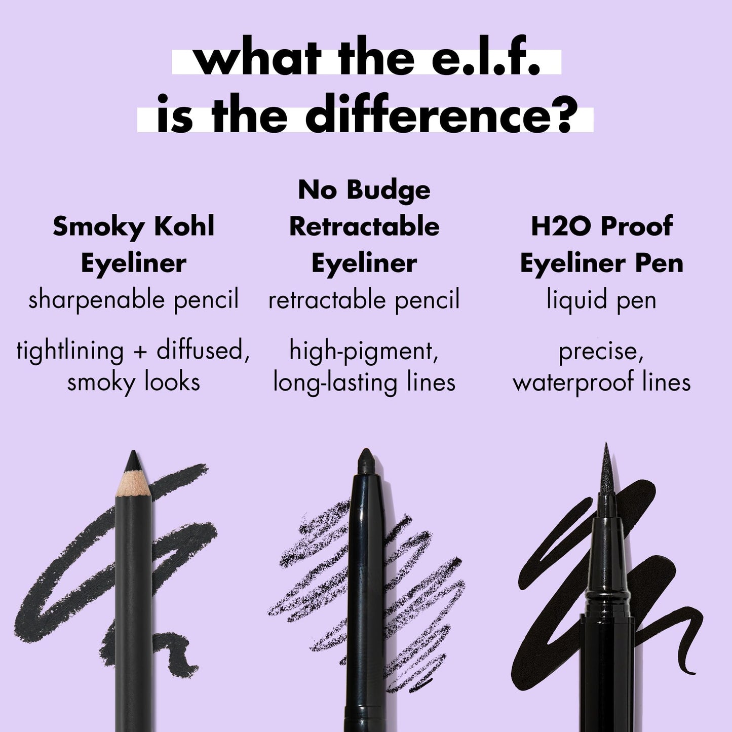 e.l.f. Smoky Kohl Eyeliner, Eye Pencil For Creating Long-Lasting, Bold, High-Pigmented Makeup Looks, Vegan & Cruelty-Free, Black Velvet