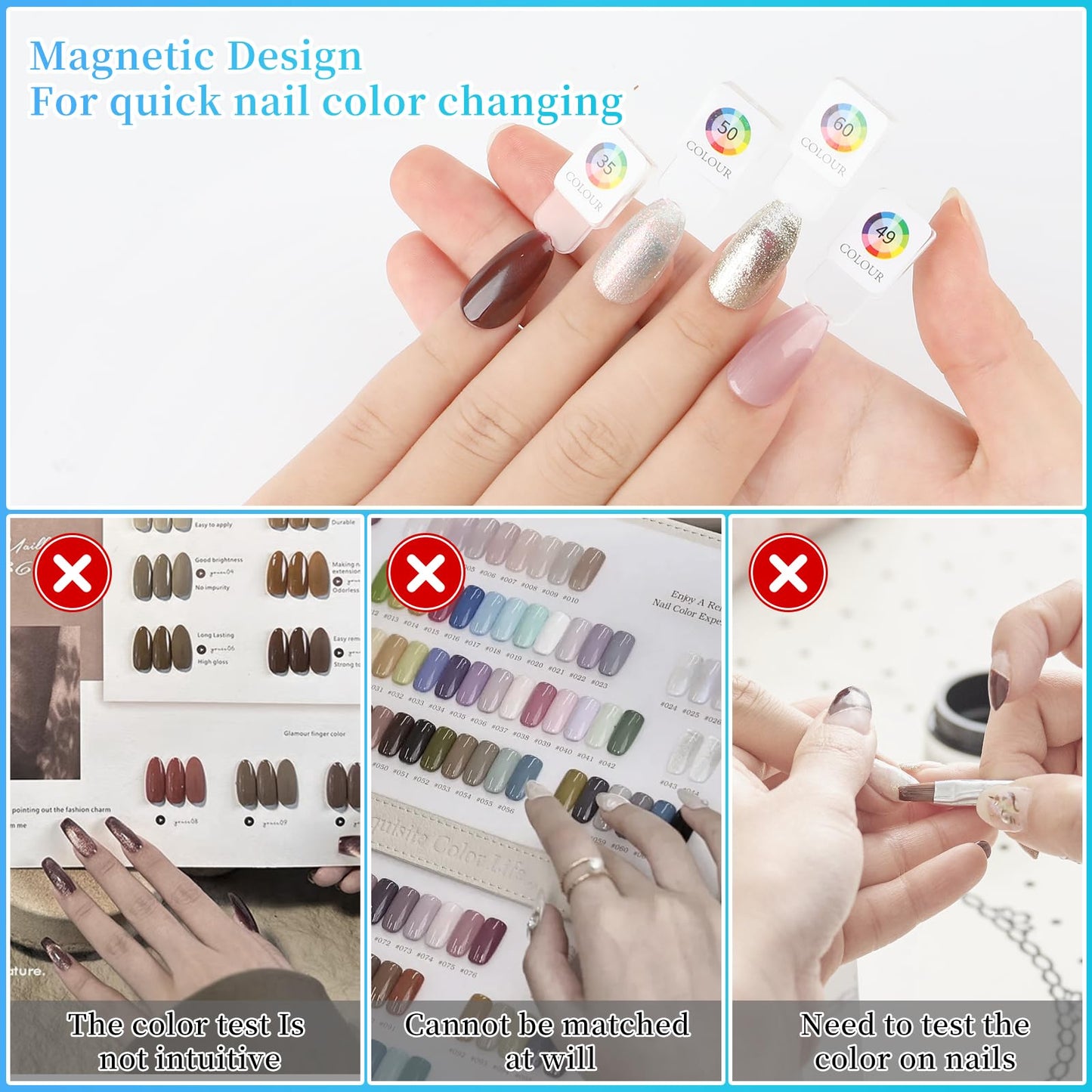 YINGJEE Nail Color Display Book Nail Swatch, Nail Sample Display Book Nail Gel Color Card Book with Transparent Replacement Nails (Coffee)