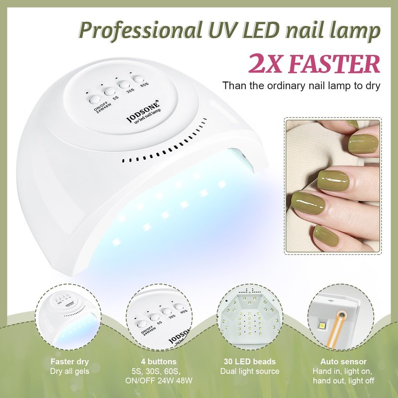 JODSONE Gel Nail Polish Kit - 60 PCS with UV Light | 55 Vibrant Colors, Base & Top Coat Included
