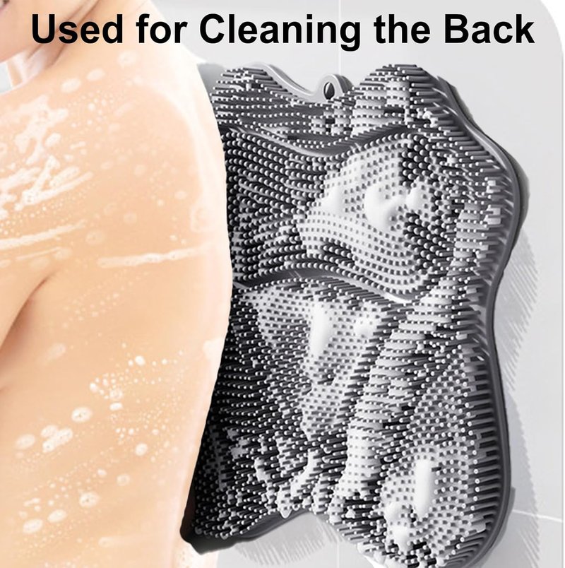 Shower Foot Scrubber - Silicone Exfoliating Foot Washer with Suction Cups | Grey & Blue