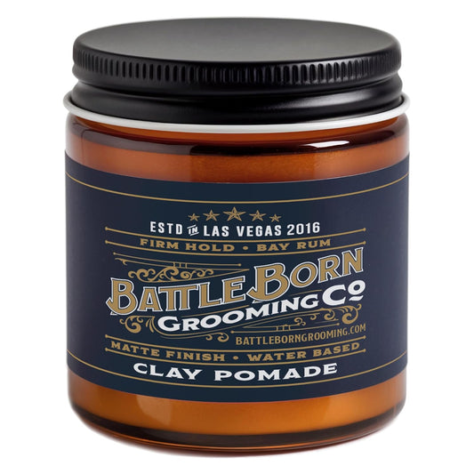 Volumizing Hair Clay Pomade - Battle Born Grooming Co | 4 oz for Strong Hold & Texture