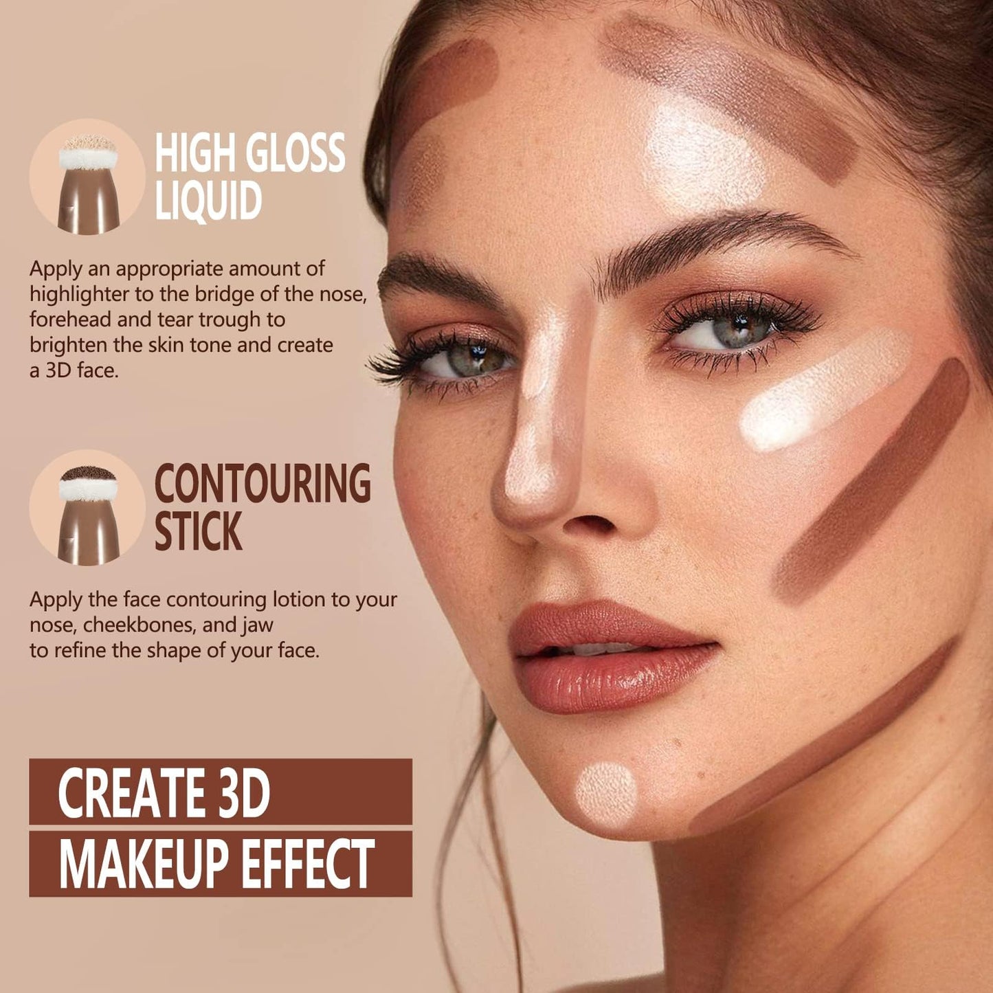 Anglicolor Contour Stick With Cushion Applicator, Liquid Wand, Cream Smooth, Bronzer Stick Lightweight for Face, Vegan & Cruelty-Free (02#Fair/Medium, 12ML)